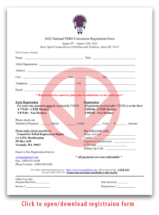 2022 National TERO Conference registration form